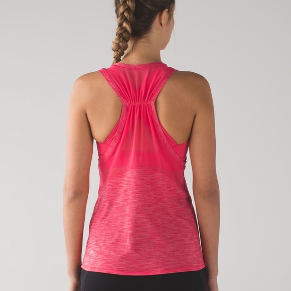 LULULEMON Work the Circuit Tank Heathered Lush Coral Built-in Bra Pink Size 6 - Picture 1 of 9